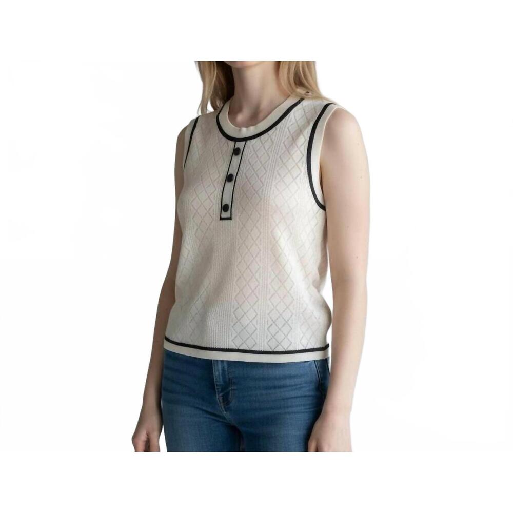 NEW AUTUMN CASHMERE sleeveless pointelle top in white